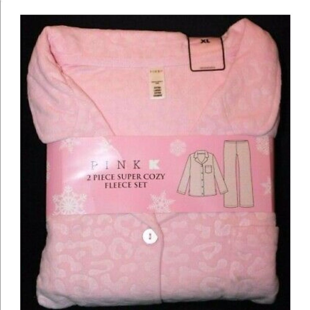 NWOT Pink K  Women's Fleece Pajama Super Cozy Sleepwear 2-Pc Set  Pink S… - Picture 10 of 12